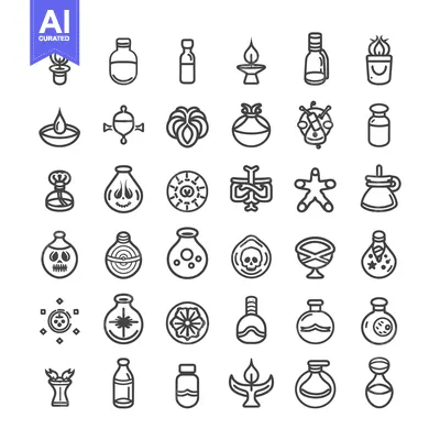 Popular premium asset: Collection of Line Art Bottle and Candle Icons