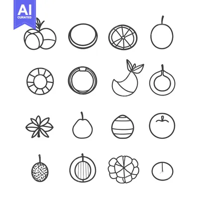 Popular premium asset: Collection of Line Art Fruit and Vegetable Icons