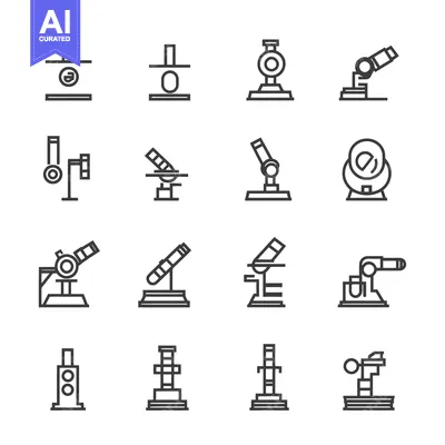 Collection of Line Art Illustrations Depicting Various Types of Telesc