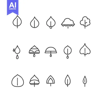 Popular premium asset: Collection of Line Art Leaf and Tree Icons