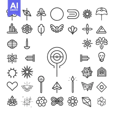 Aset premium populer: Collection of Line Art Symbols and Icons