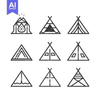 Aset premium populer: Collection of Line Art Tent and Teepee Illustrations