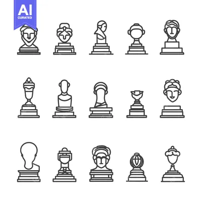 Aset premium populer: Collection of Line Art Trophy and Statue Icons