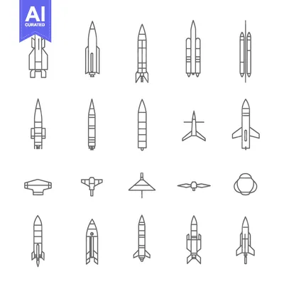 Premium design asset: Collection of Line Drawings Depicting Different Types of Missiles