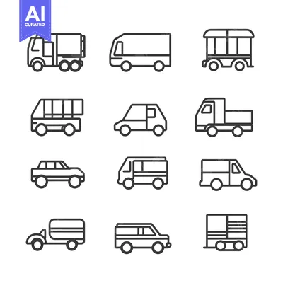 Premium design asset: Collection of Line Drawings Depicting Various Types of Vehicles