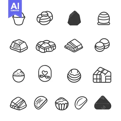 Aset desain premium: Collection of Line Drawings of Chocolate Candies
