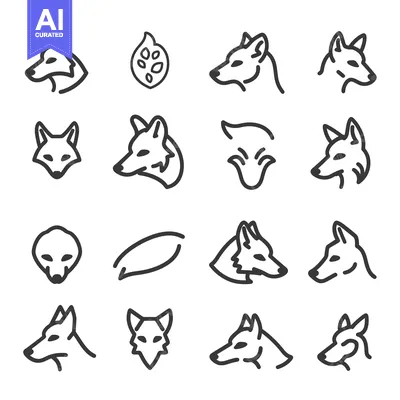 Popular premium asset: Collection of Line Drawings of Wolf and Fox Heads