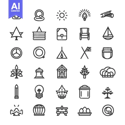 Popular premium asset: Collection of Line Icons Depicting Various Objects and Concepts