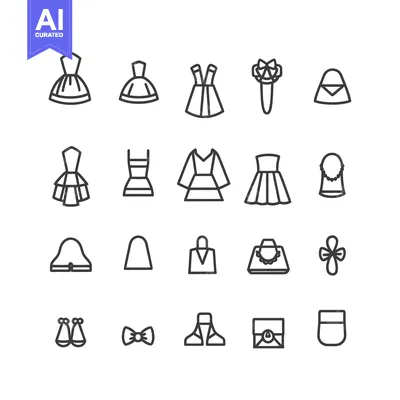 Aset desain premium: Collection of Line Icons Related to Fashion and Accessories