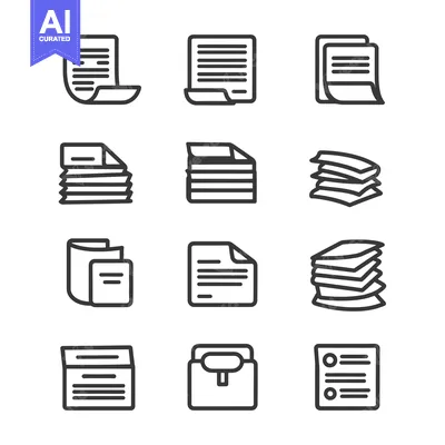 Aset premium populer: Collection of Line Icons Representing Documents, Folders, and Paper St