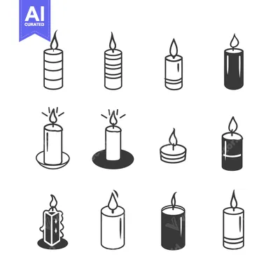 Popular premium asset: Collection of Lit Candle Icons in Various Shapes and Styles