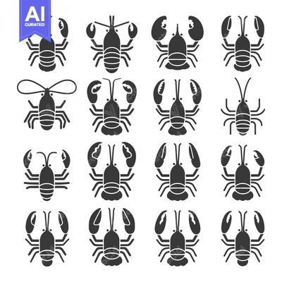 Aset desain premium: Collection of Lobster Icons in Different Poses