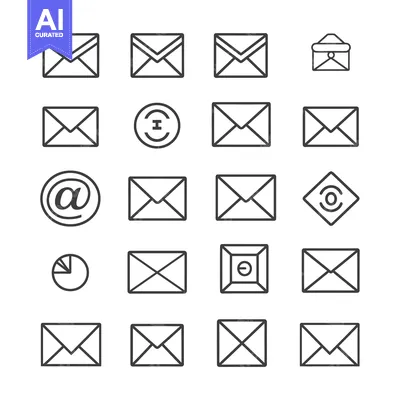 Aset premium populer: Collection of Mail and Email Icons in Outline Style