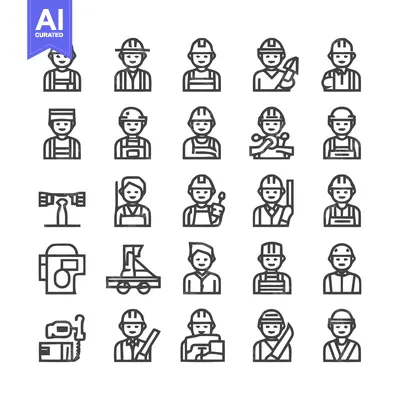 Aset premium populer: Construction Workers and Builders - A Diverse Collection of Profession