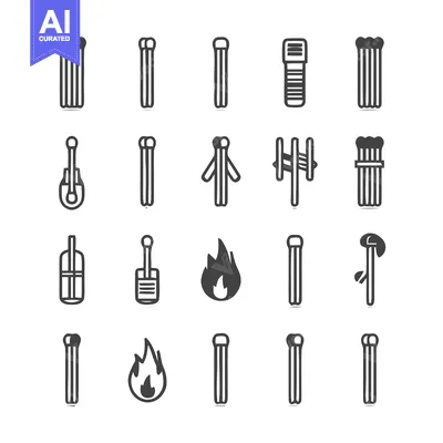 Aset premium populer: Matchstick Icons - A Collection of Various Match Designs.