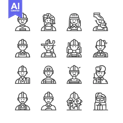 Popular premium asset: Construction Workers - Diverse Line Art Icon Set.