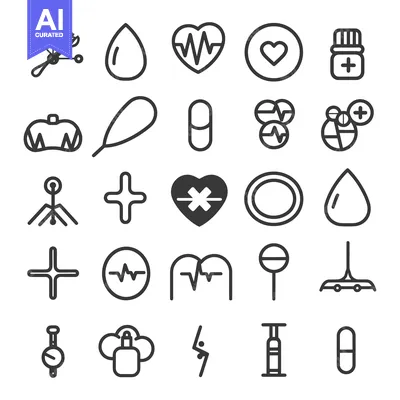 Aset premium populer: Collection of Medical and Healthcare Line Icons