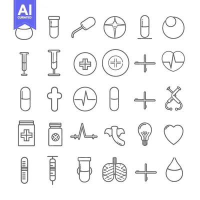 Aset premium populer: Collection of Medical and Healthcare Line Icons