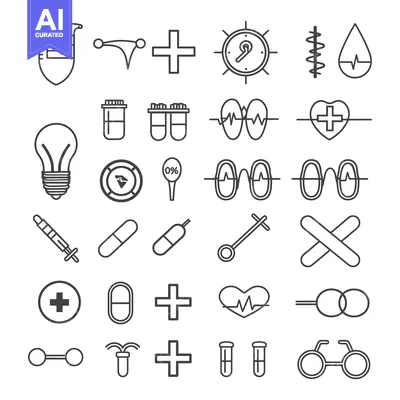 Aset premium populer: Collection of Medical and Healthcare Line Icons