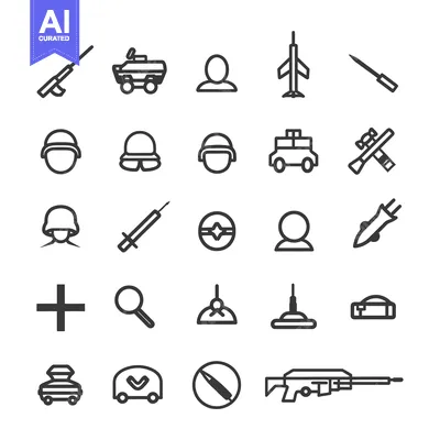 Premium design asset: Collection of Military and Weapon Related Line Icons
