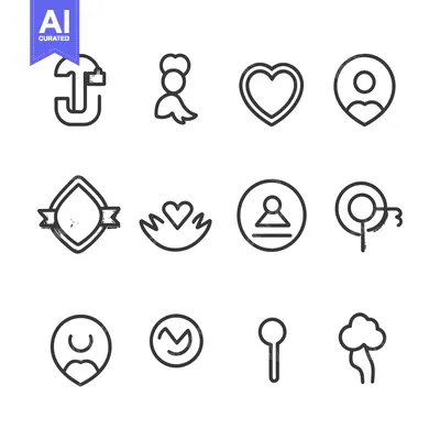 Premium design asset: Collection of Minimalist Black and White Line Icons