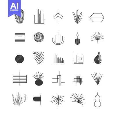 Aset premium populer: Collection of Minimalist Geometric and Natural Line Art Icons