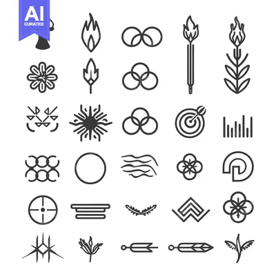 Premium design asset: Collection of Minimalist Geometric and Nature-Inspired Line Art Icons