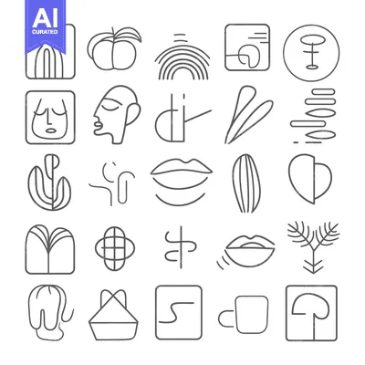 Aset premium populer: Collection of Minimalist Line Art Icons