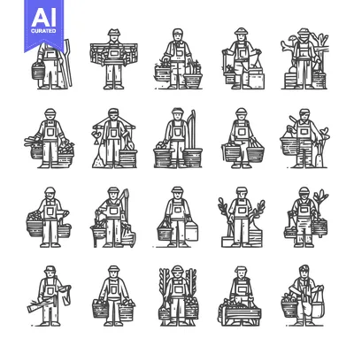 Aset premium populer: Collection of various cleaning service workers in different poses.