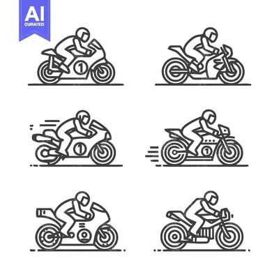 Aset premium populer: Motorcycle Racing Icons - A Collection of Speed and Action.