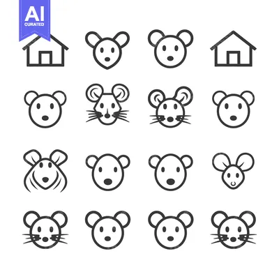 Aset desain premium: Collection of Mouse Icons with Different Styles and Expressions