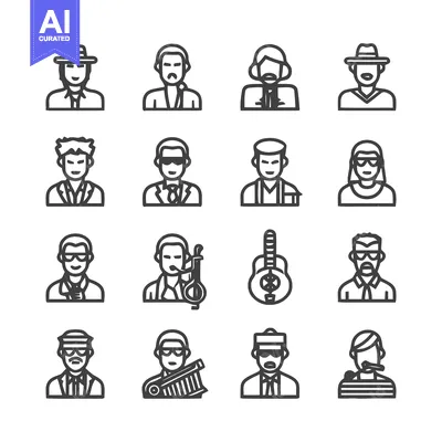 Popular premium asset: Collection of various people icons in a line art style.