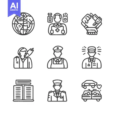 Aset desain premium: Diverse Professions and Global Concepts - A Visual Representation.