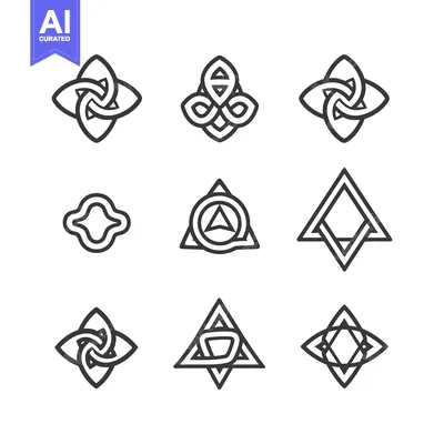 Popular premium asset: Collection of Nine Abstract Geometric Line Art Designs