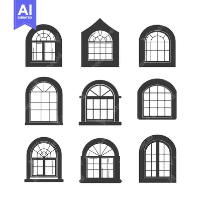 Premium design asset: Collection of Nine Arched Window Silhouettes