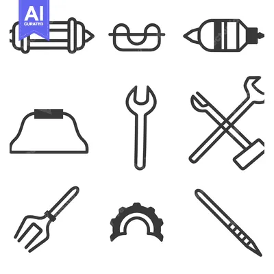 Popular premium asset: Collection of Nine Black and White Line Art Tool Icons