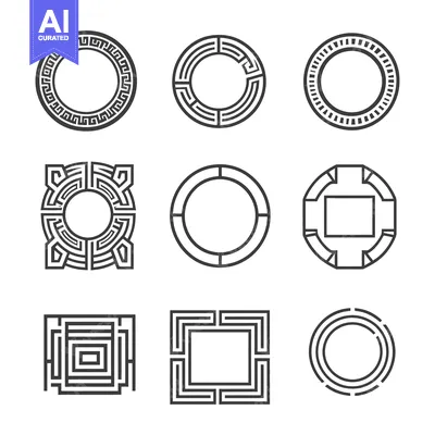 Aset premium populer: Collection of Nine Geometric Frames with Greek Key Pattern