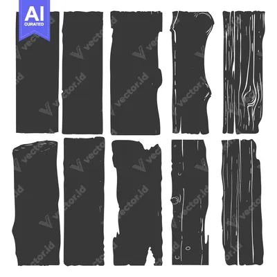 Popular premium asset: Collection of Nine Hand-Drawn Wooden Plank Silhouettes