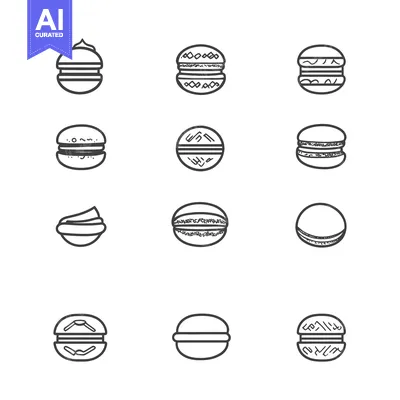 Popular premium asset: Collection of Nine Line Drawings of Macarons