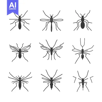 Premium design asset: Collection of Nine Mosquito Silhouettes in Different Poses
