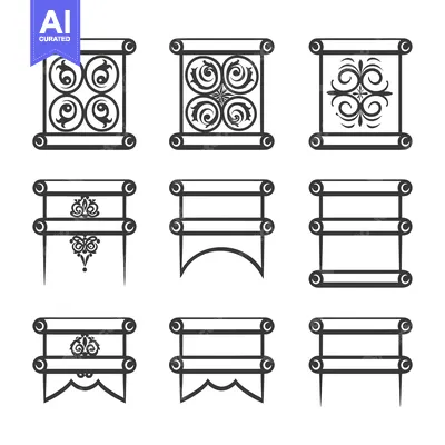 Aset premium populer: Collection of Nine Ornamental Scroll Designs
