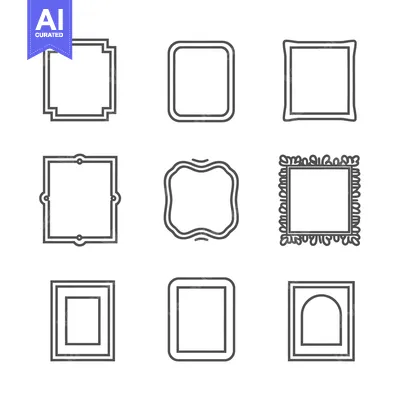 Popular premium asset: Collection of Nine Outline Square Frames with Different Styles