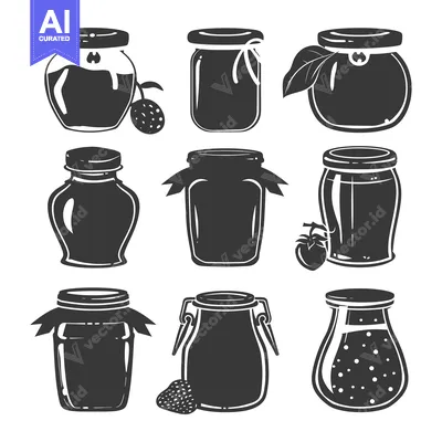 Popular premium asset: Collection of Nine Silhouette Jars with Fruit and Ribbons
