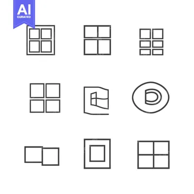 Aset premium populer: Collection of Nine Simple Grid-Based Line Icons