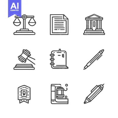 Premium design asset: Legal and Business Icons - Justice, Documents, and More.