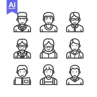 Premium design asset: Diverse Group of People Icons Representing Various Professions and Dem