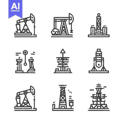 Popular premium asset: Oil Industry Icons - Drilling Rigs and Extraction Equipment.