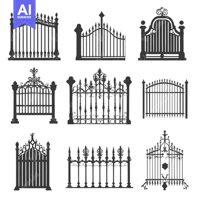 Collection of Ornate Black Metal Gate Silhouettes