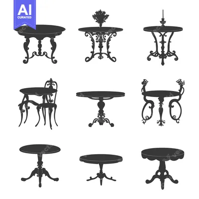 Aset premium populer: Collection of Ornate Silhouette Round Tables