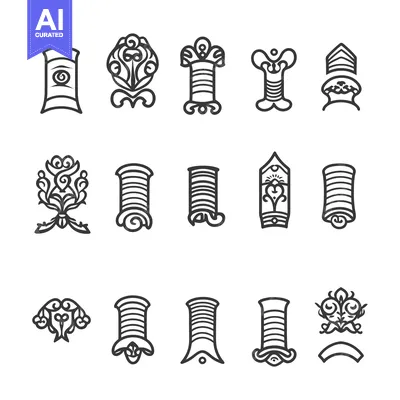 Aset premium populer: Collection of Ornate, Stylized Line Art Designs